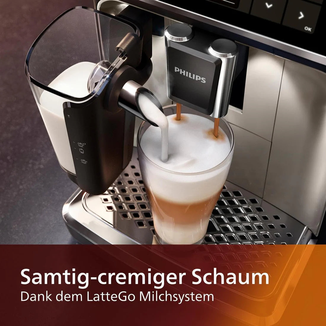 PHILIPS EP5547/90 Serie 5500 LatteGo 19 Kaffeespezialitäten Kaffeevollautomat Schwarz verchromt